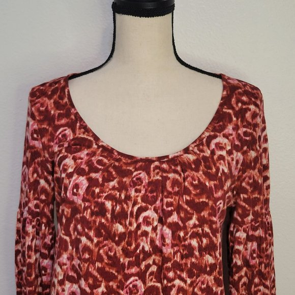 Talbots Womans Size Medium Top Blouse Red Orange Pink Fall - Picture 2 of 7